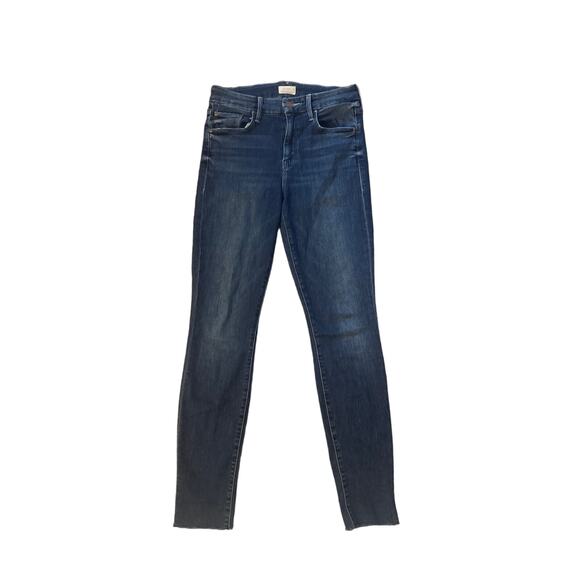 Women 25 MOTHER Denim The Looker Ankle Fray Groovin Jeans Cropped Blue Pants - Picture 1 of 7